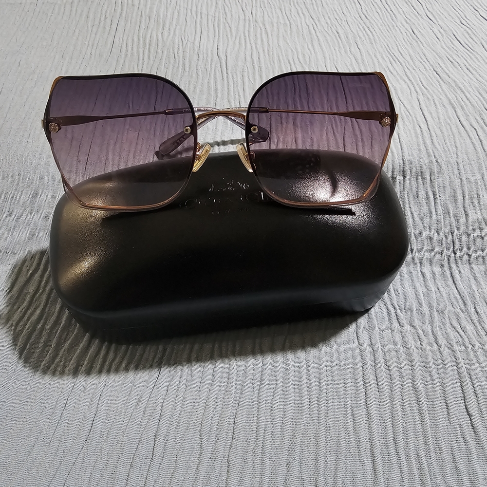 Coach Women's Sunglasses in Gold and Purple - Picture 2 of 3